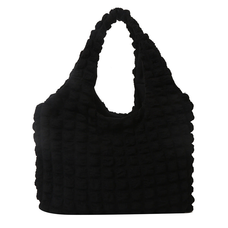 Women's Fashionable Cloud Puff Flower Winter Pleated Tote Bags