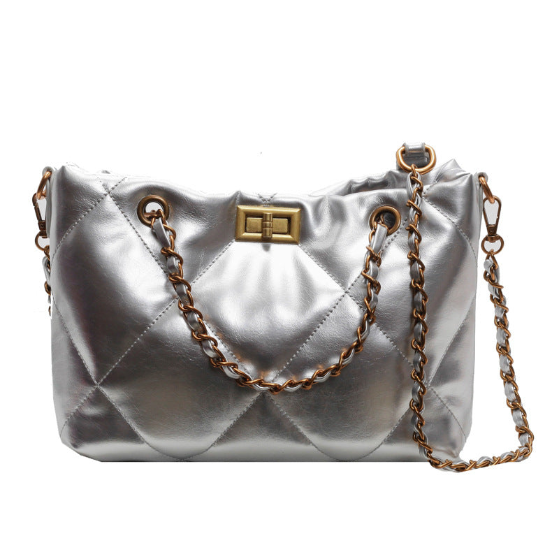 Women's High-grade Electroplated Chain Rhombic Design Trendy Armpit Bags