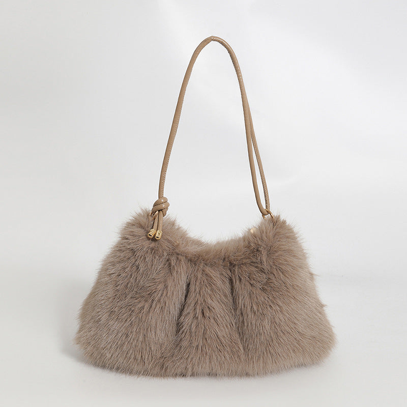 Women's Fur Fashion Underarm High-grade Portable Large Shoulder Bags