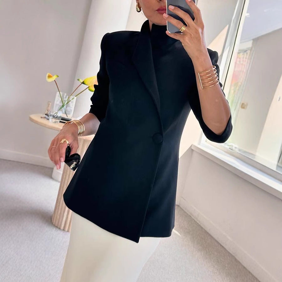 Women's Sleeve Casual Satin Loose Fashion One Blazers