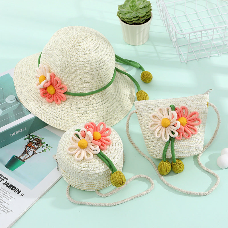 Women's & Children's Seaside Beach Weaving Straw Hat Pastoral Children's Coin Purse