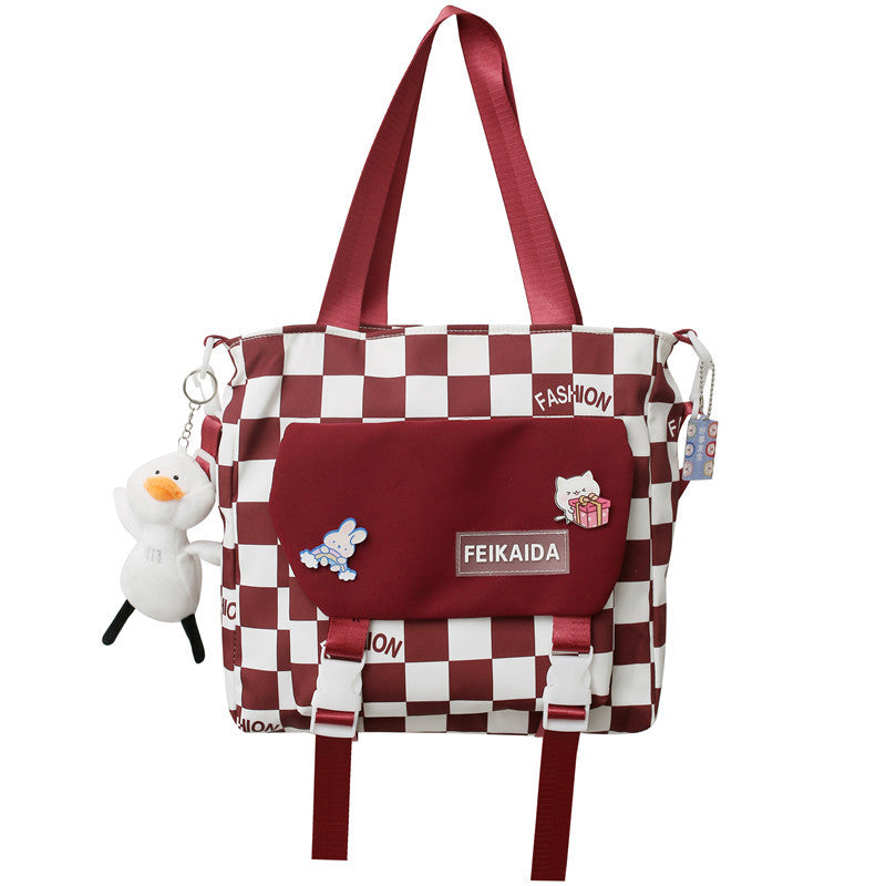 Letters Contrast Color Fashion Fresh Plaid Backpacks