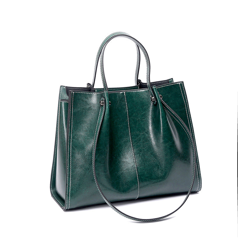 Capacity Portable Retro Commuter High-grade Oil Tote Bags