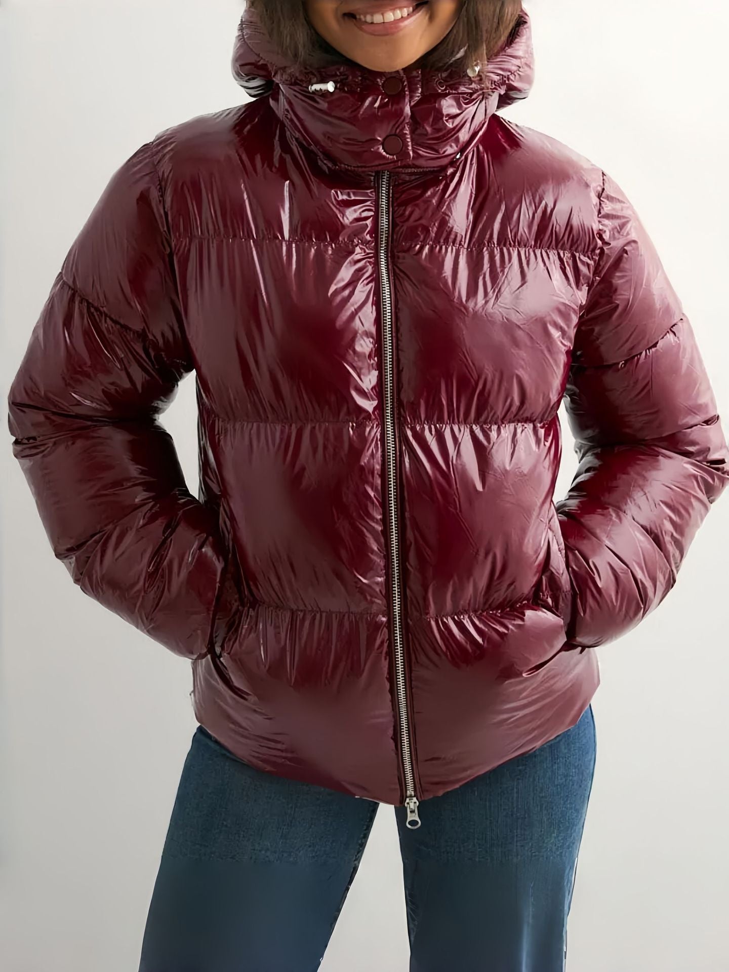 Women's Hooded Cotton Winter Casual Glossy Clothes Coats