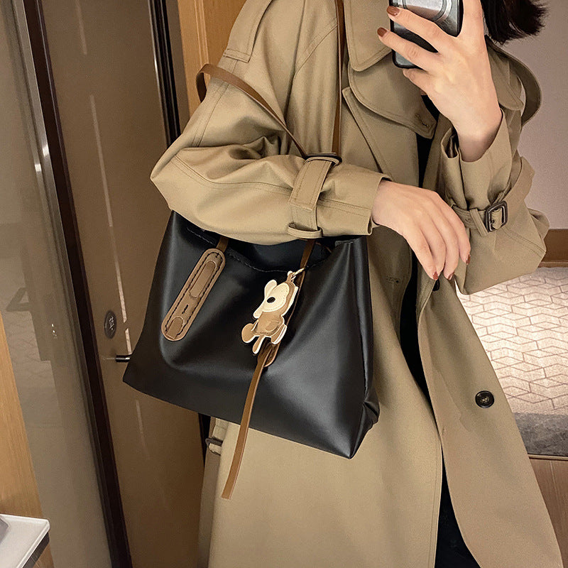 Women's Big Pocket Material Handmade Solid Color Crossbody Bags