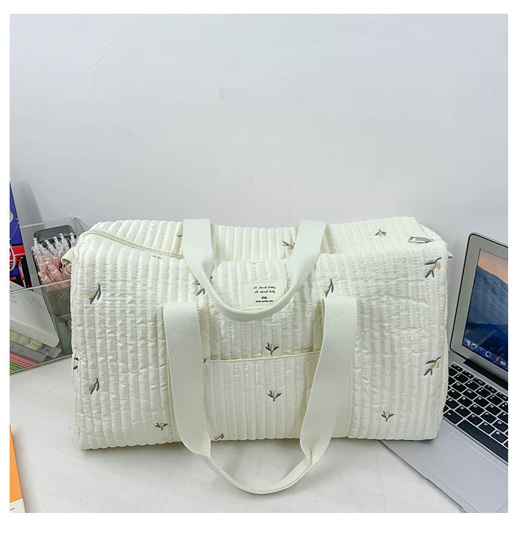Large Capacity Mummy Korean Style Maternity Storage Embroidered Quilted Luggage