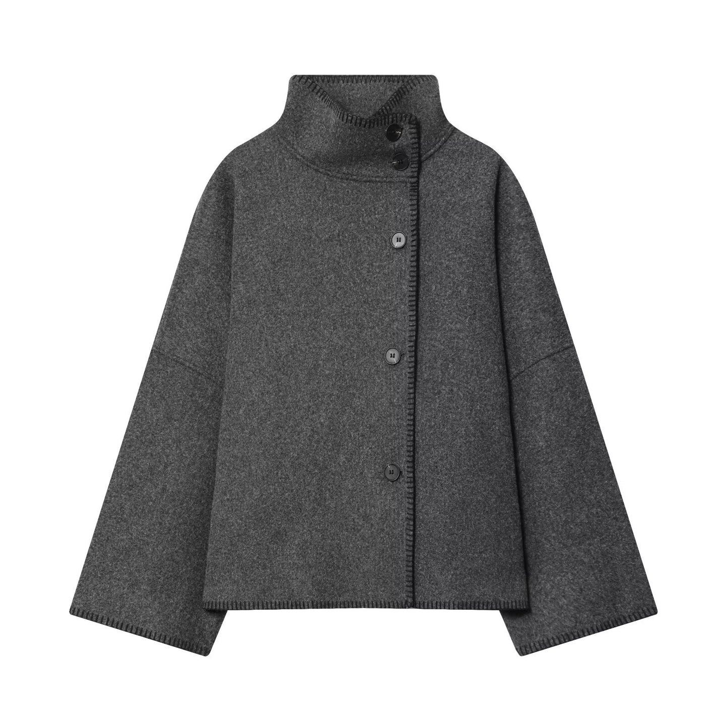 Autumn Turtleneck Silk Loose Stylish Long Jackets