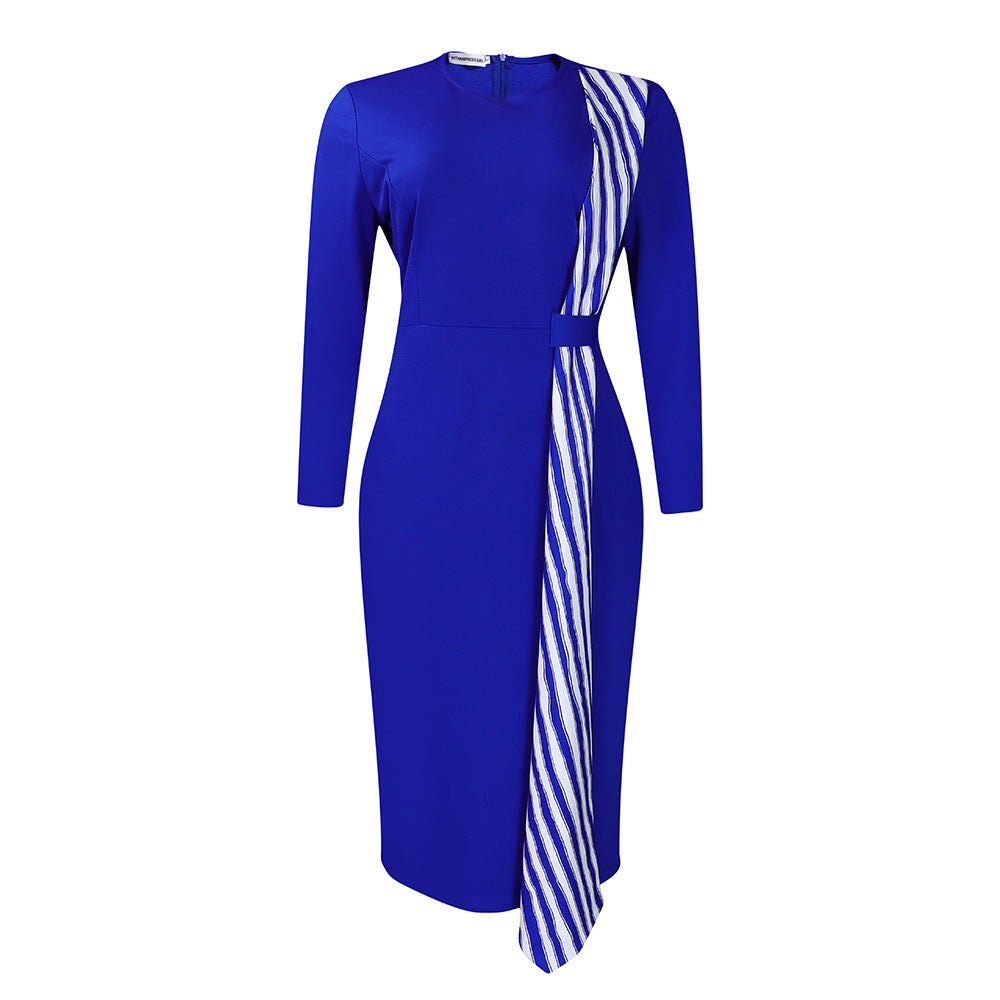 Women's African Graceful Fashionable Slimming Sheath Round Neck Dress