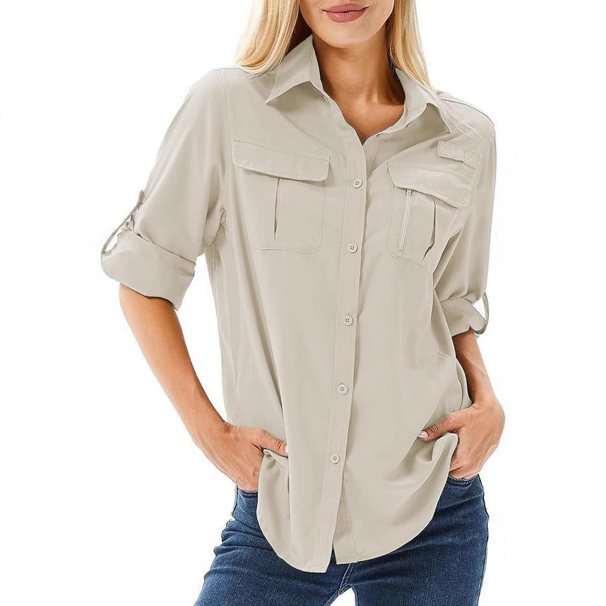 Women's Loose Button Lapel Long-sleeved Shirt Blouses