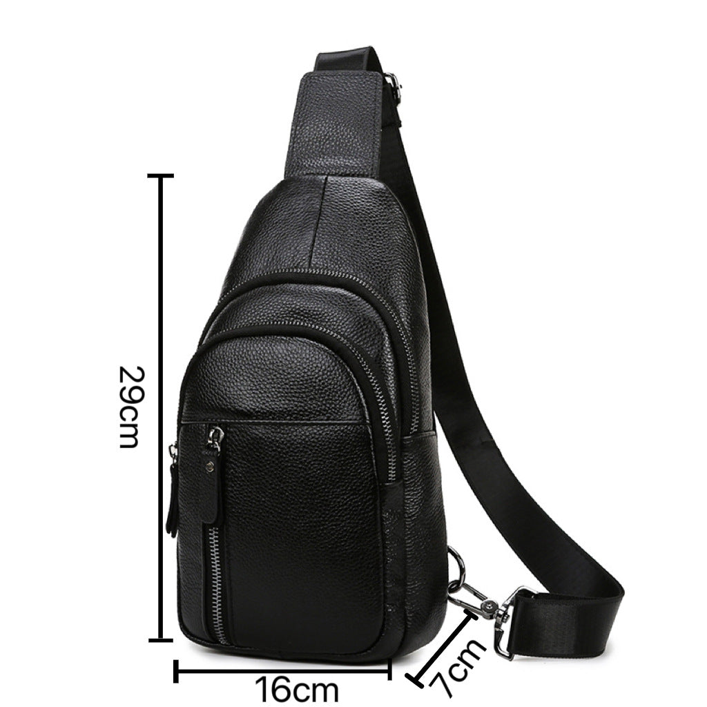 Men's Leather First Layer Cowhide Fashion Multifunctional Men's Chest Bags
