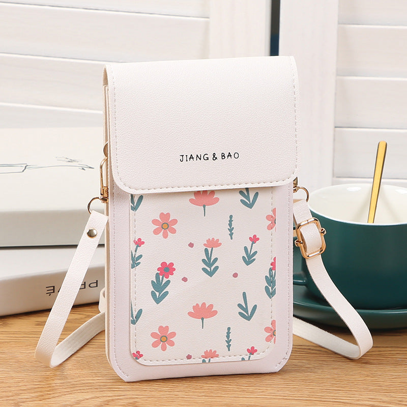 Women's Touch Screen Compact Mini Printed Charging Phone Bags