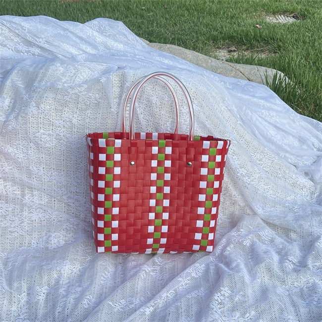 Women's Woven Large Capacity Straw Portable Vegetable Handbags