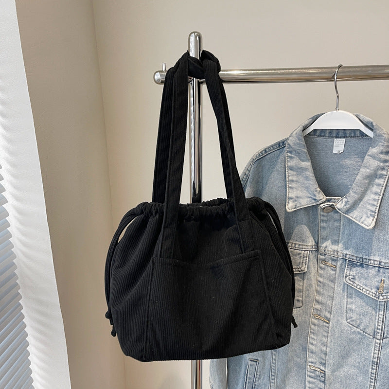 Women's Corduroy Striped Underarm Large Capacity Totes Tote Bags