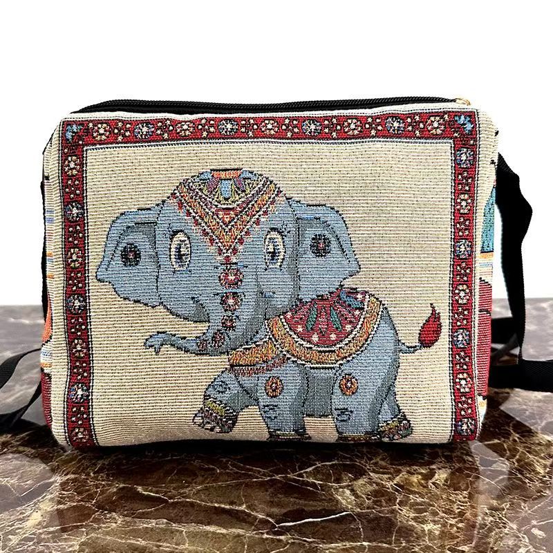 Style Embroidered Canvas Double-sided Gold Silk Crossbody Bags