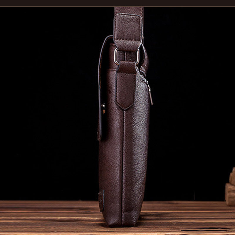Men's Fashion Stylish Leather Soft Vertical Men's Shoulder Bags