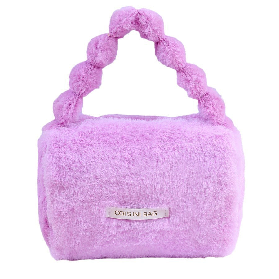 Capacity Plush Portable Good-looking Cosmetics Storage Cosmetic Bags