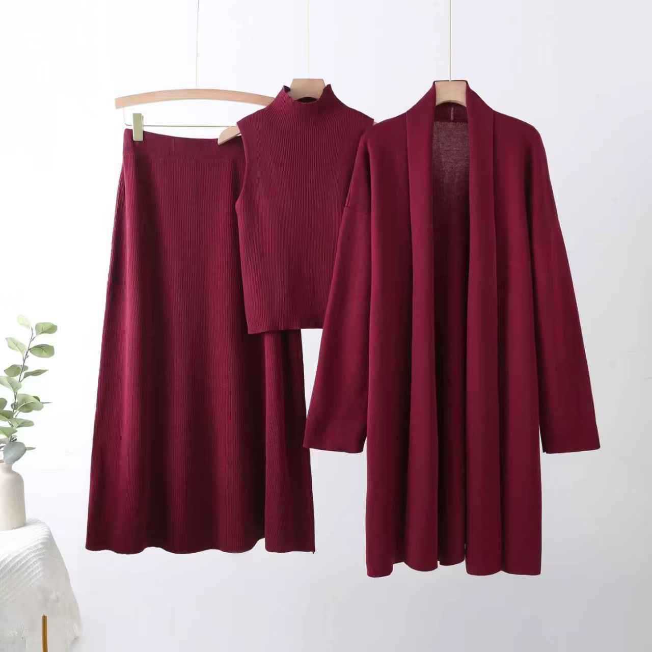 Women's Autumn Lazy Loose Knitting Long Shawl Suits