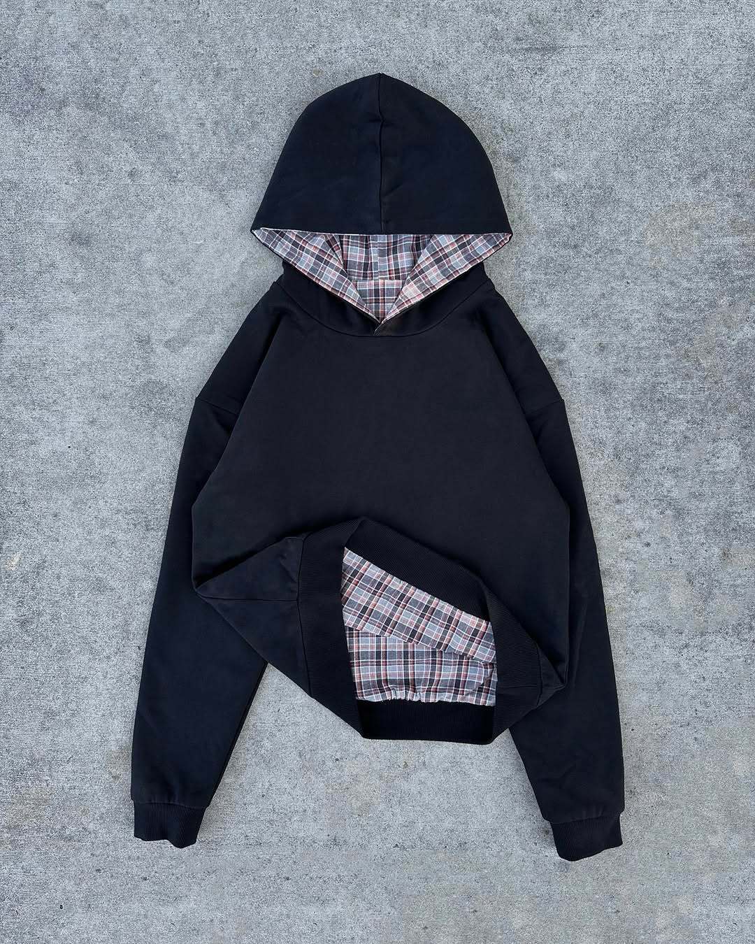 High Street Double-sided Retro Plaid Casual Hooded Long Sweaters