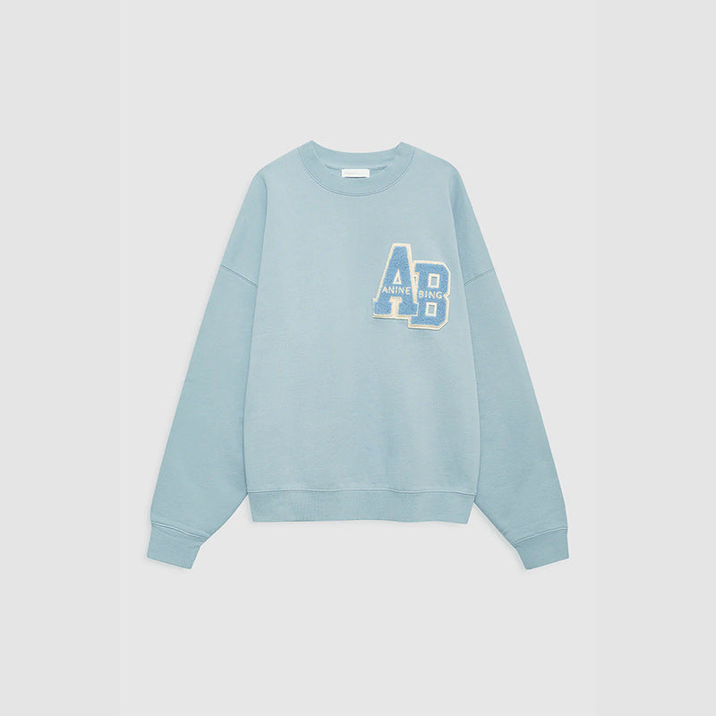 Women's American Niche Classic Letters Special Embroidered Fleece Round Sweaters