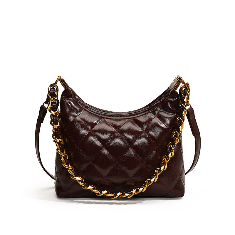 Women's Retro Diamond Style Chain Underarm Tote Bags