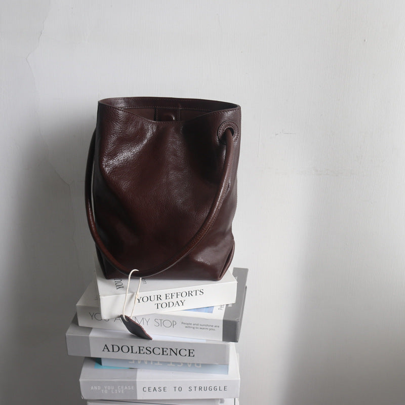 Women's Leather For Vegetable Tanned Cowhide Temperamental Minority Asymmetric Bags