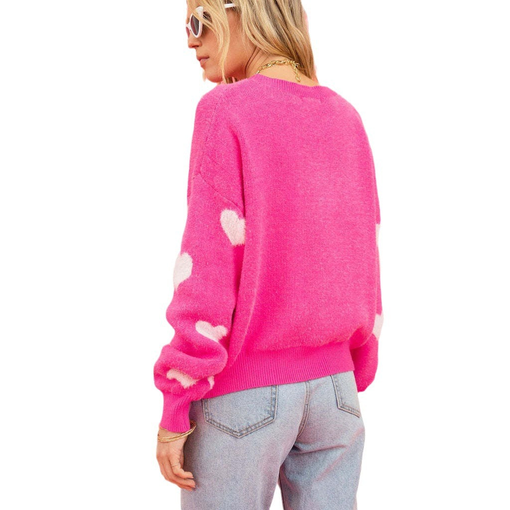 Women's Clothes Love Valentine's Day Round Neck Pullover Sweaters