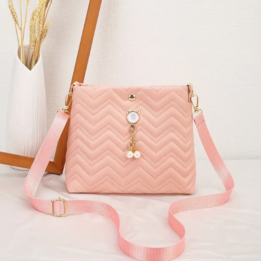 Women's Style Fashion Wave Striped Quilted Cat Crossbody Bags