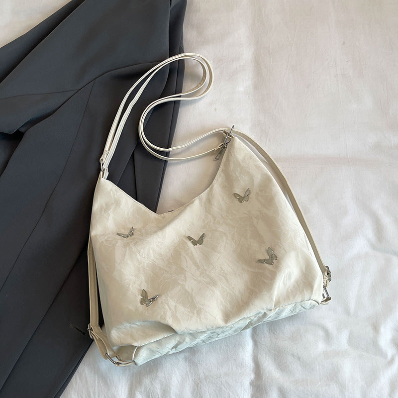 Soft Leather Large Capacity Butterfly Decorative Tote Bags