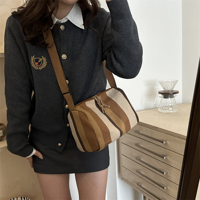 Women's Capacity Autumn High-grade Canvas Contrast Color Crossbody Bags