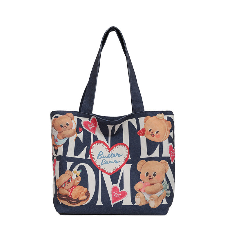 Thailand Niche Canvas Cute Bear Large Bags