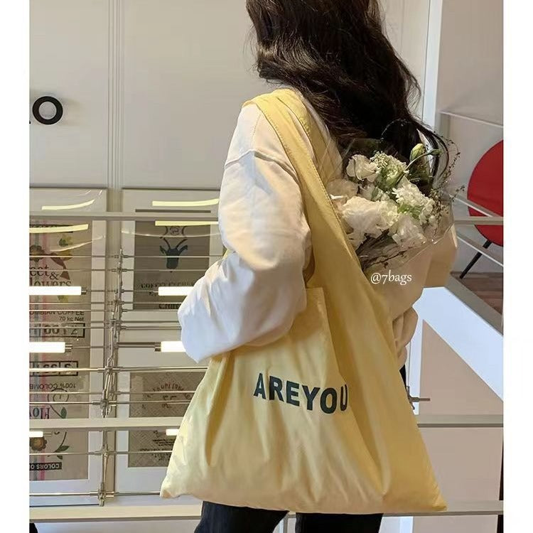 Women's Niche Letters Printed Large Capacity Designer Model Cloth Canvas Shoulder Bags