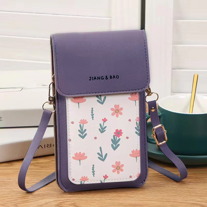 Women's Touch Screen Compact Mini Printed Charging Phone Bags