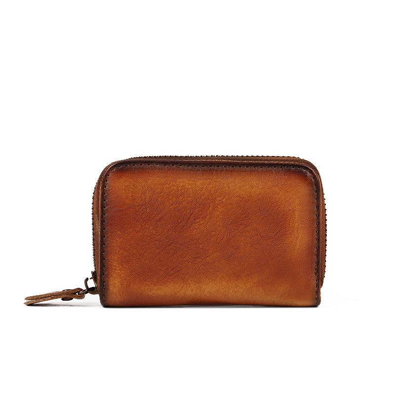 Layer Cowhide Mini Clamp Multiple Slots Solid Color Card Holder