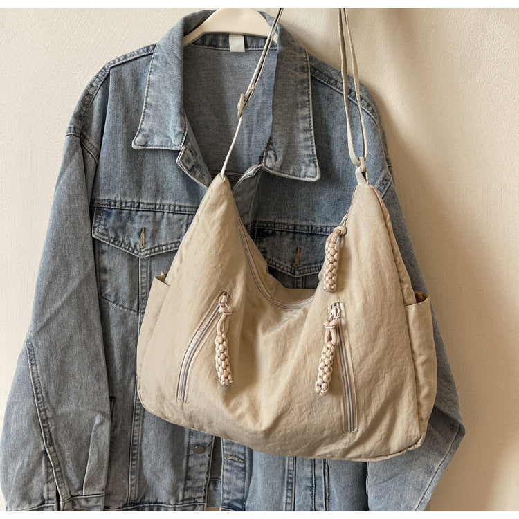 Dumpling Large Capacity Washed Cloth Female Crossbody Bags