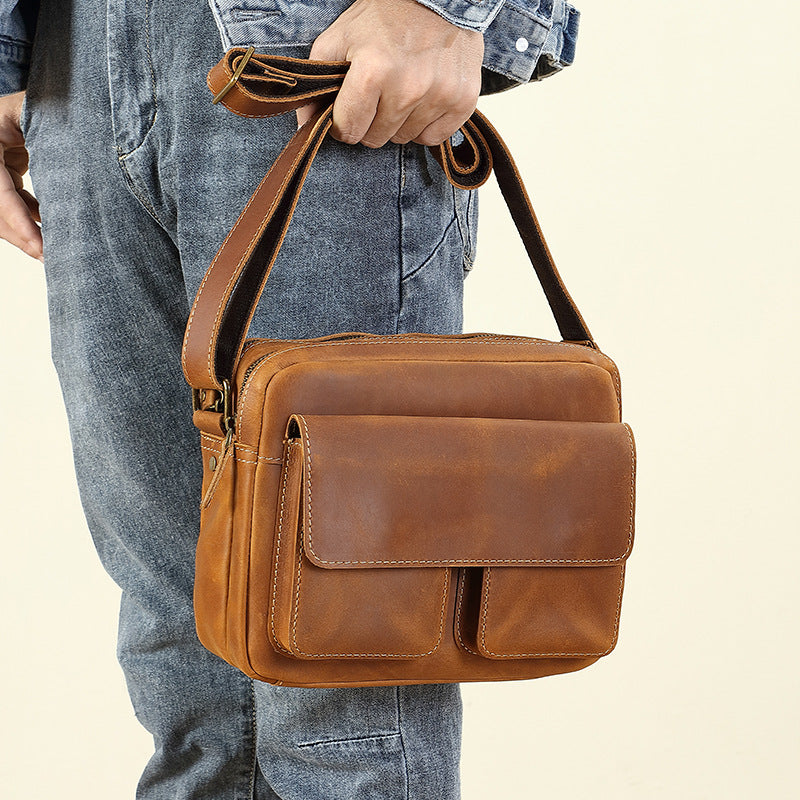 Men's Layer Cowhide Leather Genuine High-grade Crazy Bags