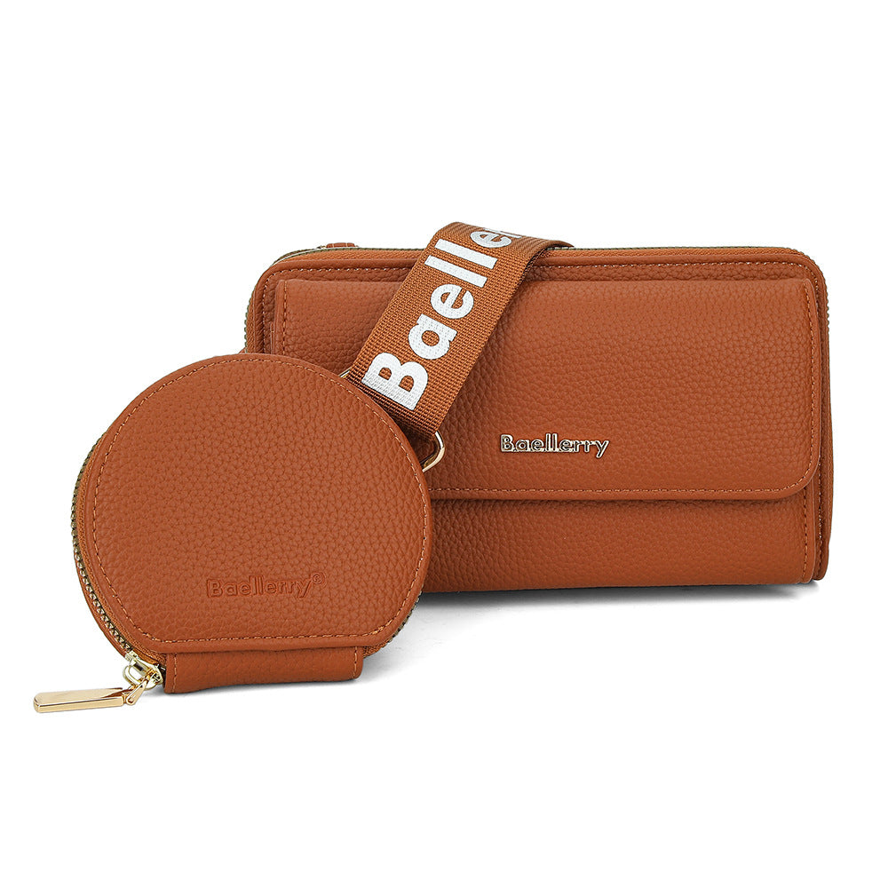 Women's Lychee Pattern Letter Strap Zip One Bags