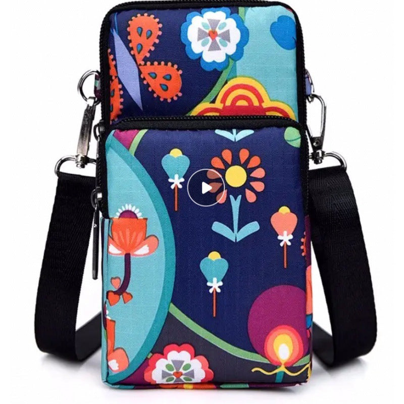 Korean Style Printed Nylon Mini Mobile Phone Bags