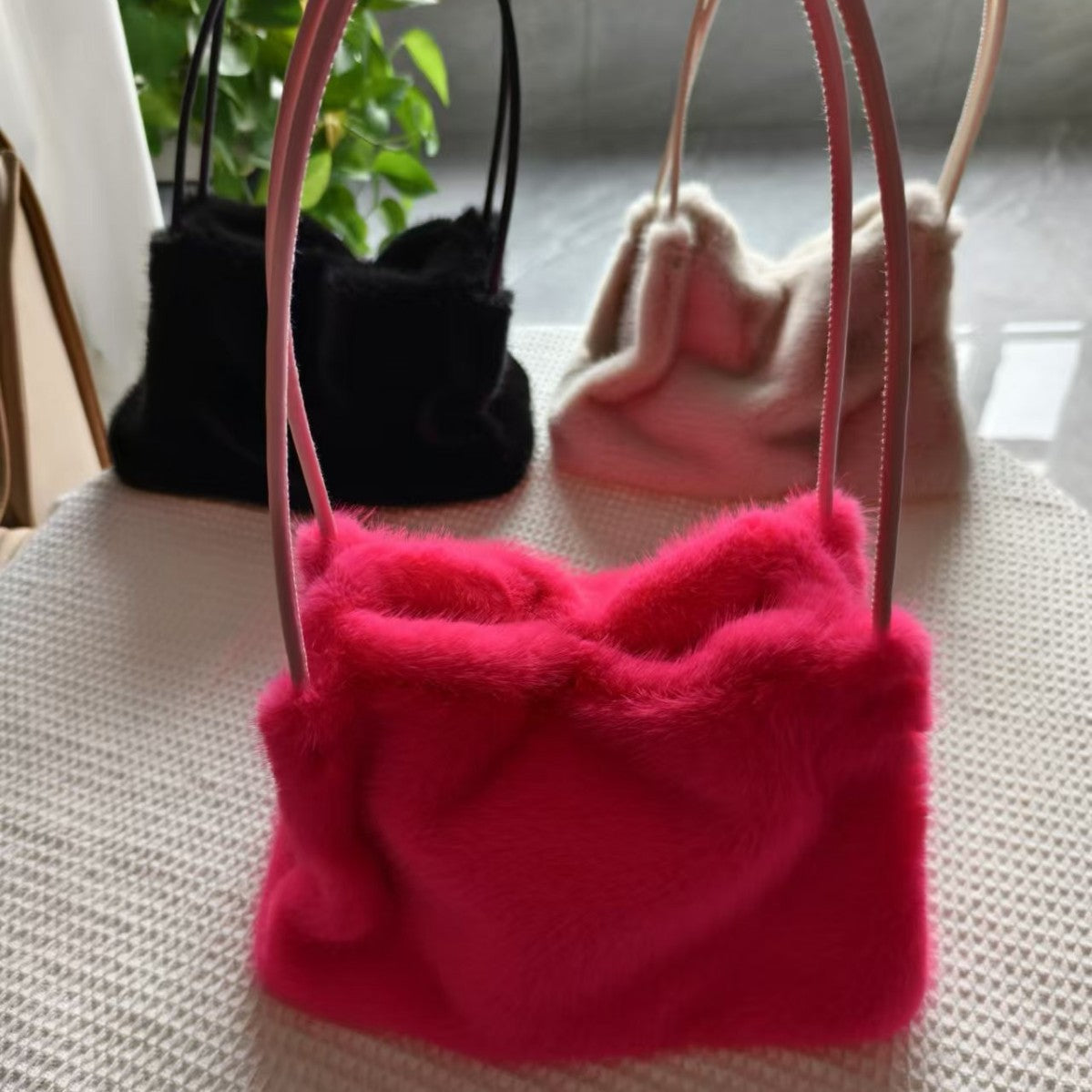 Women's Cool Plush Fur Furry Korean Bags