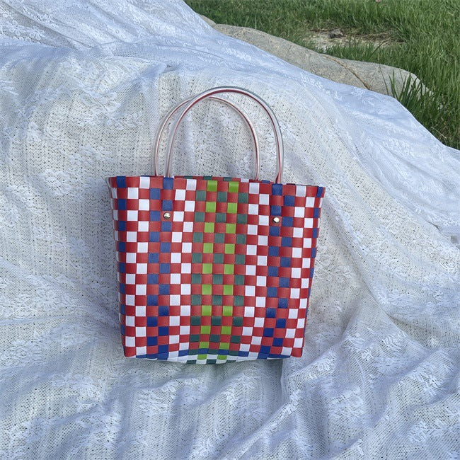 Women's Woven Large Capacity Straw Portable Vegetable Handbags