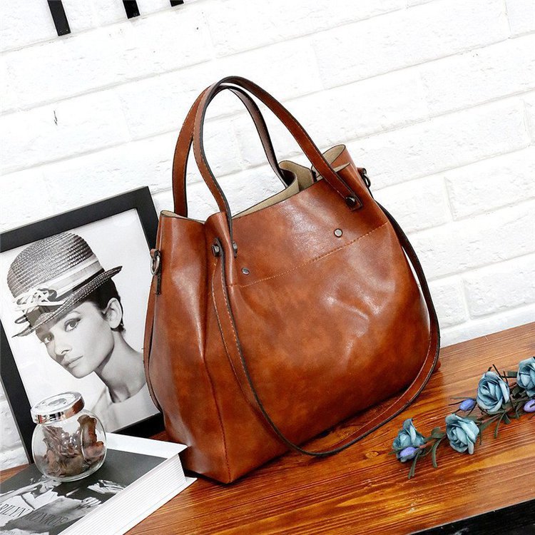 Durable Graceful Trendy Mother Solid Color Shoulder Bags