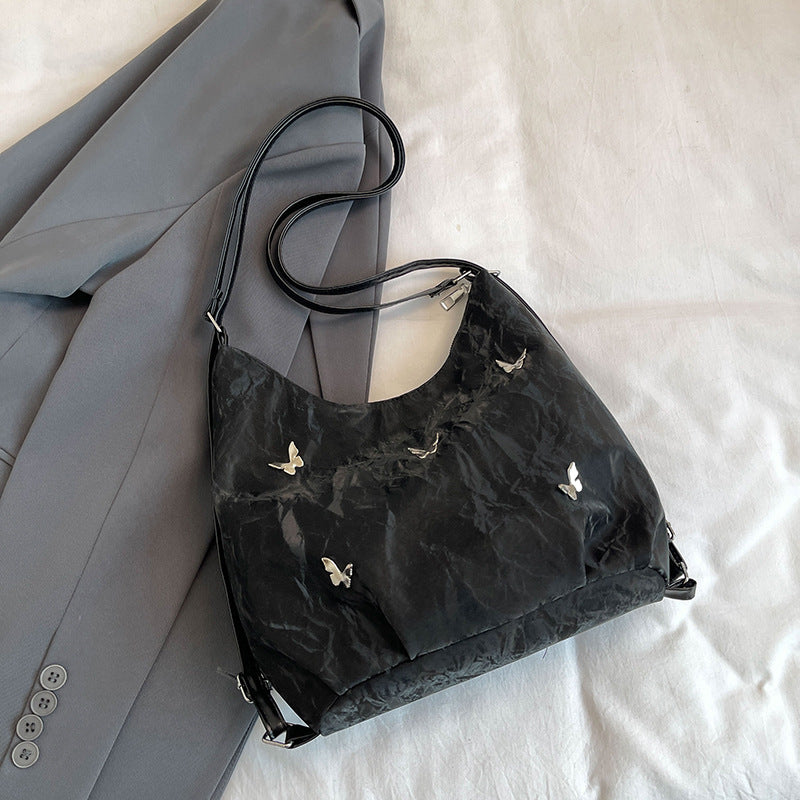 Soft Leather Large Capacity Butterfly Decorative Tote Bags