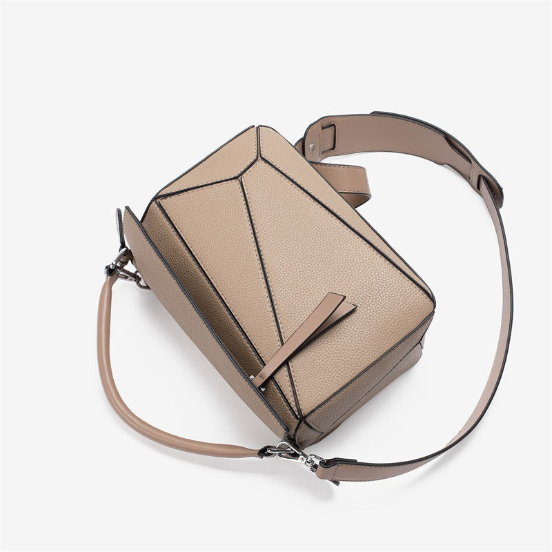 Portable Geometric Stitching Lychee Pattern Lightweight Crossbody Bags