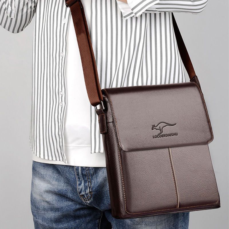 Men's Leather Texture Flip Document Trendy Men's Messenger Bags