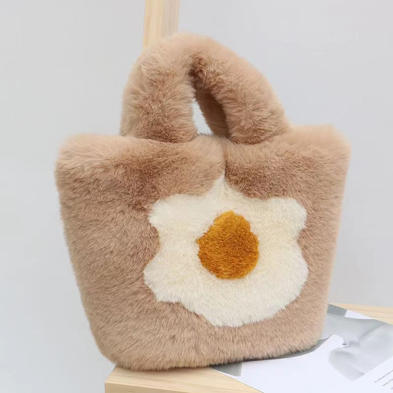 Women's Fashion Plush Portable Fur Large Capacity Shoulder Bags