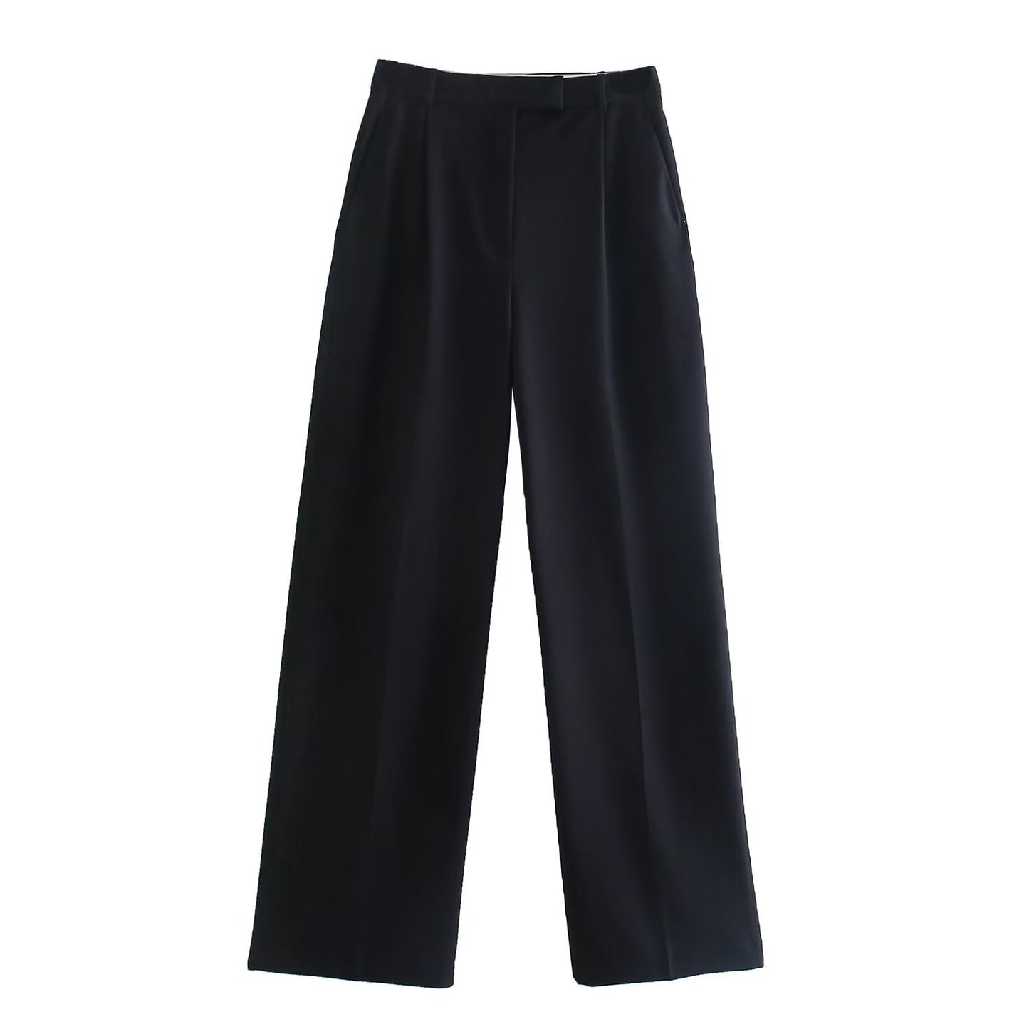 Women's Professional Commute Black High Waist Wide Pants