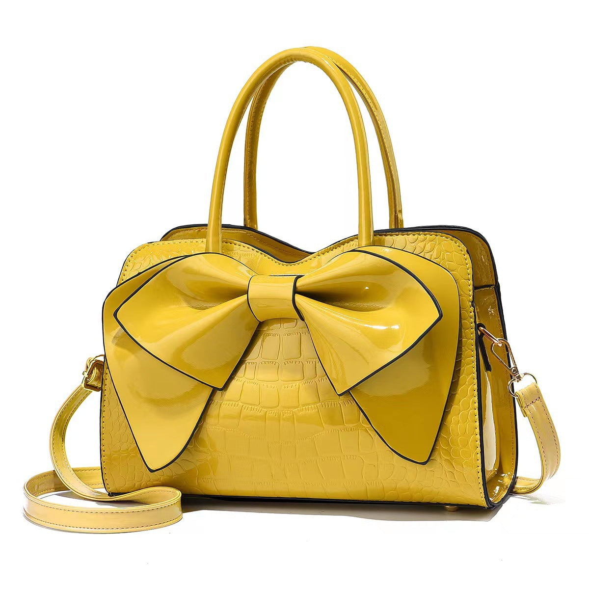 Women's Autumn Summer Fashion Crocodile Pattern Bow Crossbody Bags