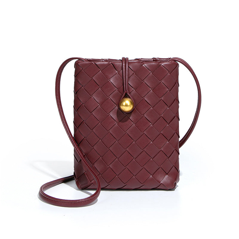 Women's Mini Vertical Woven Mobile Retro Niche Crossbody Bags