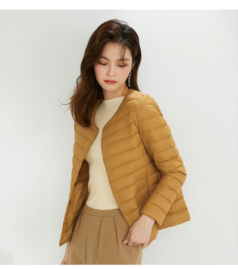 Women's Neck Slim Fit Large Collarless Long Jackets