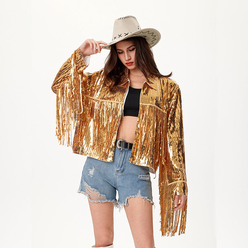 Fashion Adult Sequin Tassel Nightclub Bar Coats