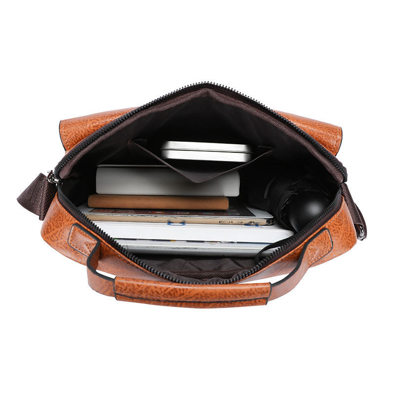 Men's Soft Leather Horizontal Large Capacity Leisure Men's Messenger Bags